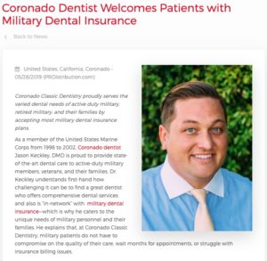 Jason Keckley, DMD Welcomes Patients with Military Dental Insurance