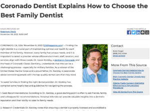 Coronado dentist outlines steps for choosing the right dentist